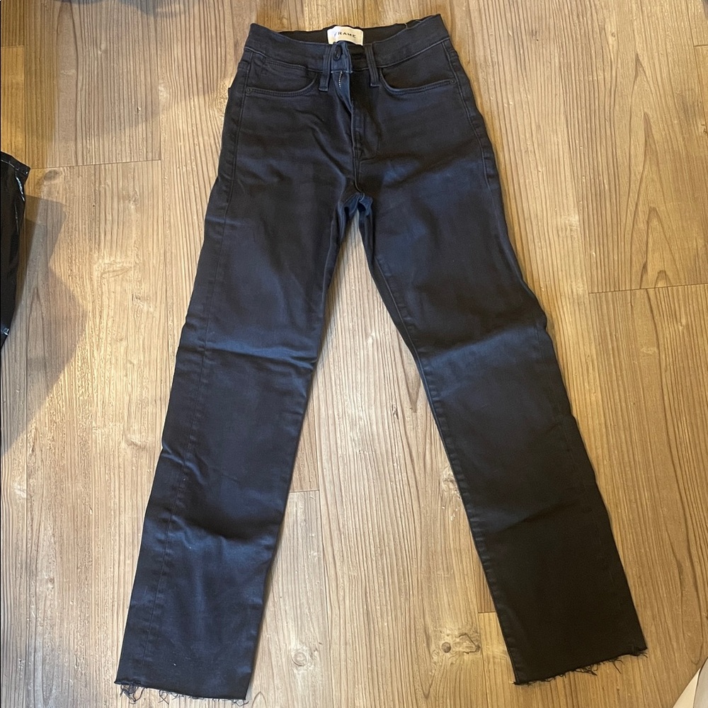 Frame Denim Black Straight Leg Jeans